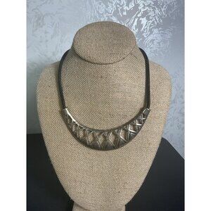 Silver Geometric Statement Necklace